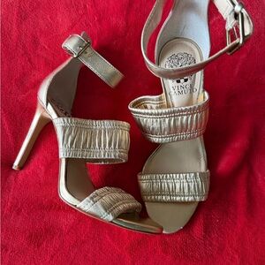 Vince Camuto Metallic Gold Strappy Heels
